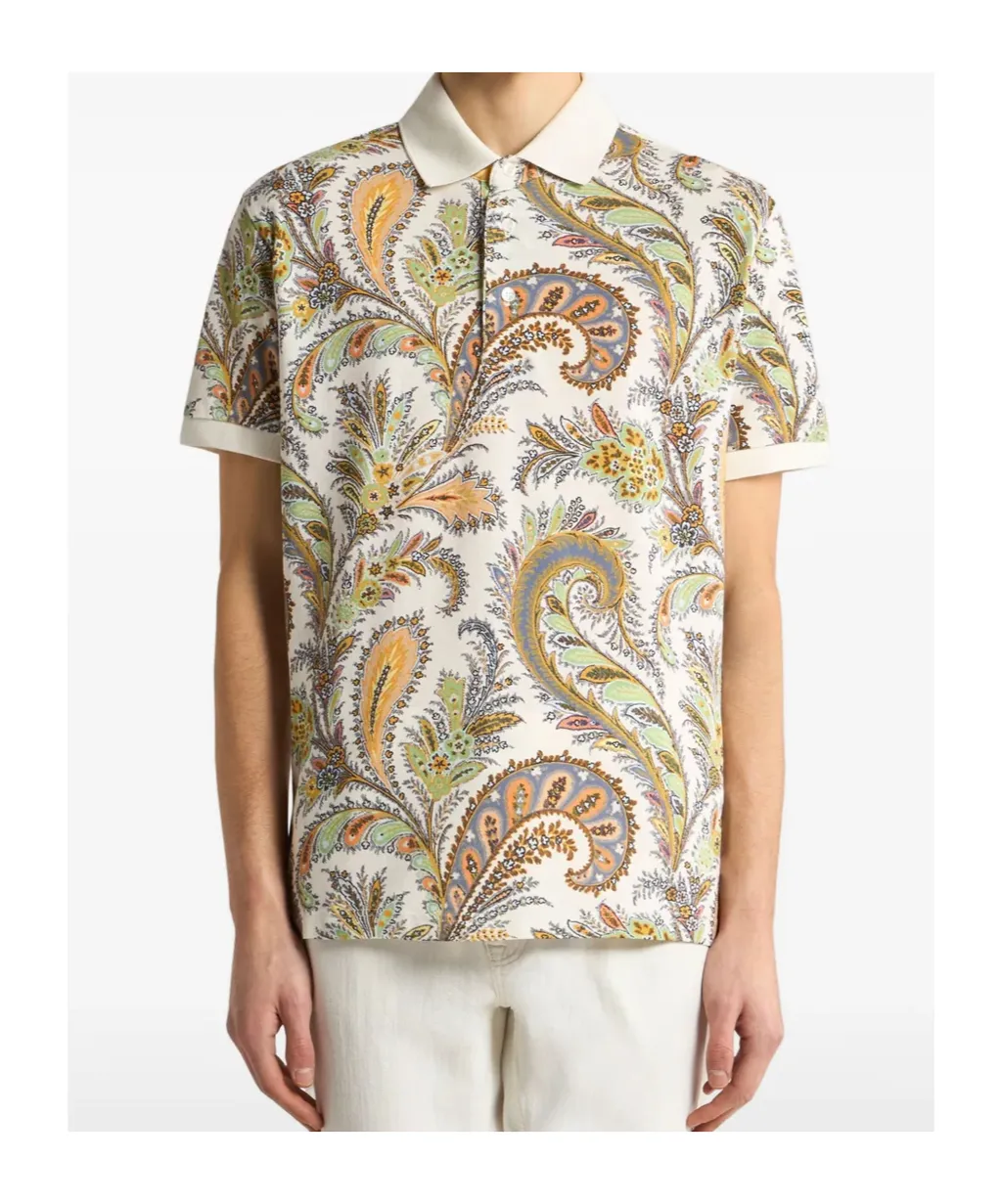 Floral Paisley Cotton Polo Shirt