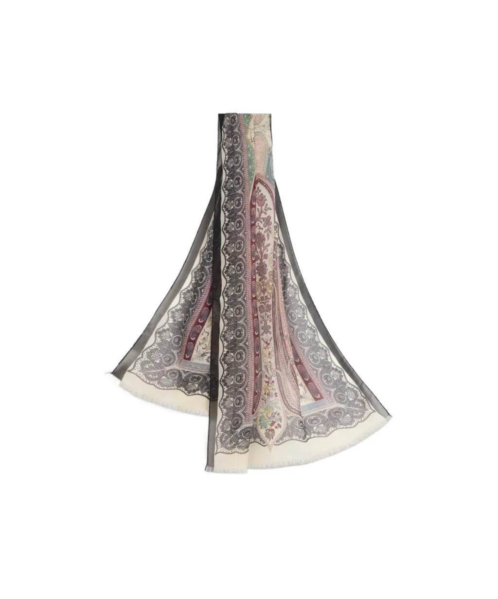 Silk Scarf With Placed Print