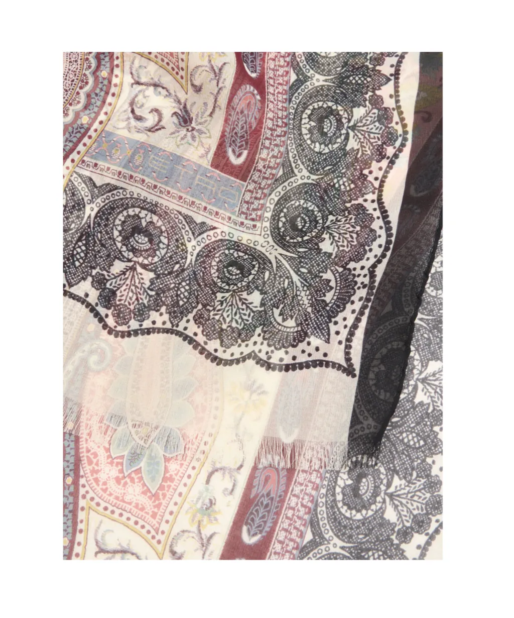 Silk Scarf With Placed Print