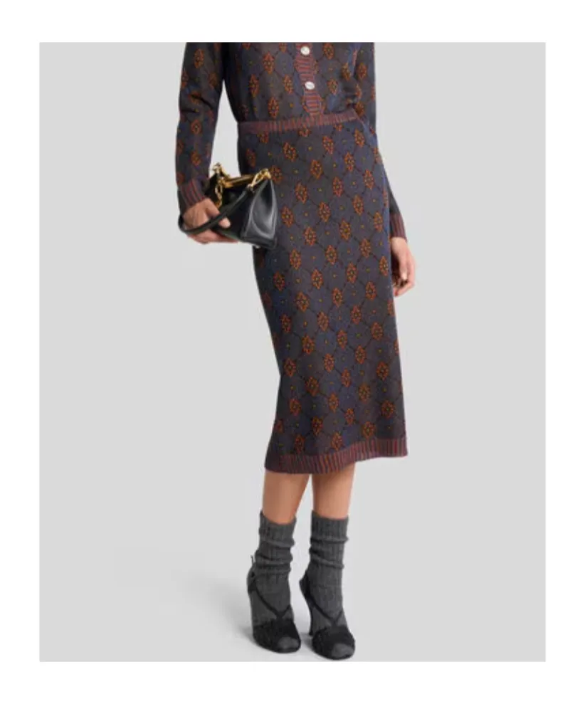 Knit Skirt With Tie-Inspired Motif