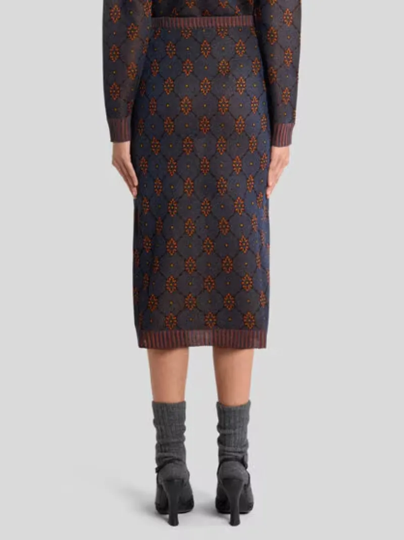 Knit Skirt With Tie-Inspired Motif