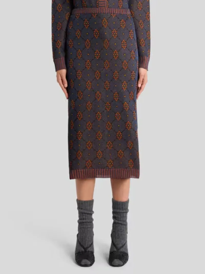 Knit Skirt With Tie-Inspired Motif