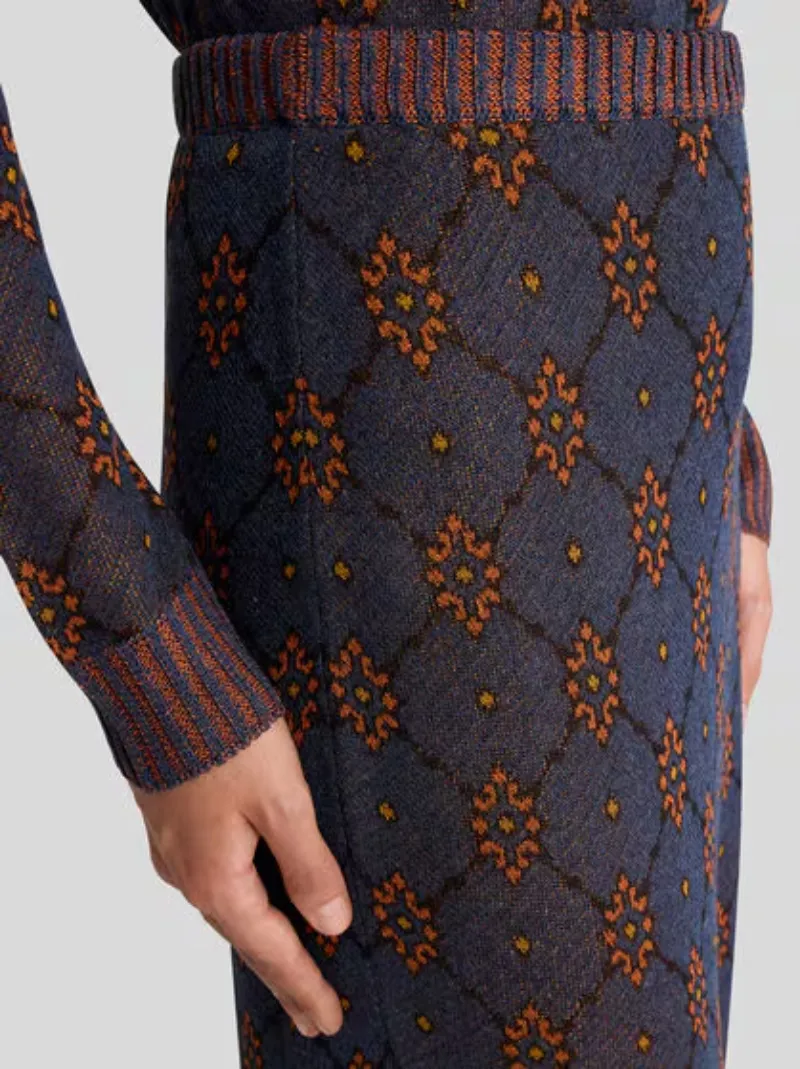 Knit Skirt With Tie-Inspired Motif