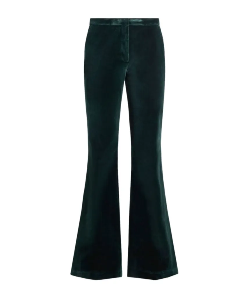 Velvet Flared-Leg Trousers