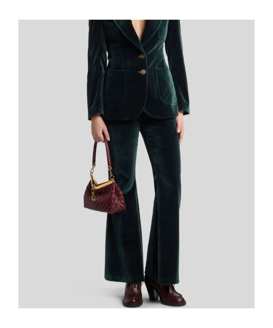 Velvet Flared-Leg Trousers