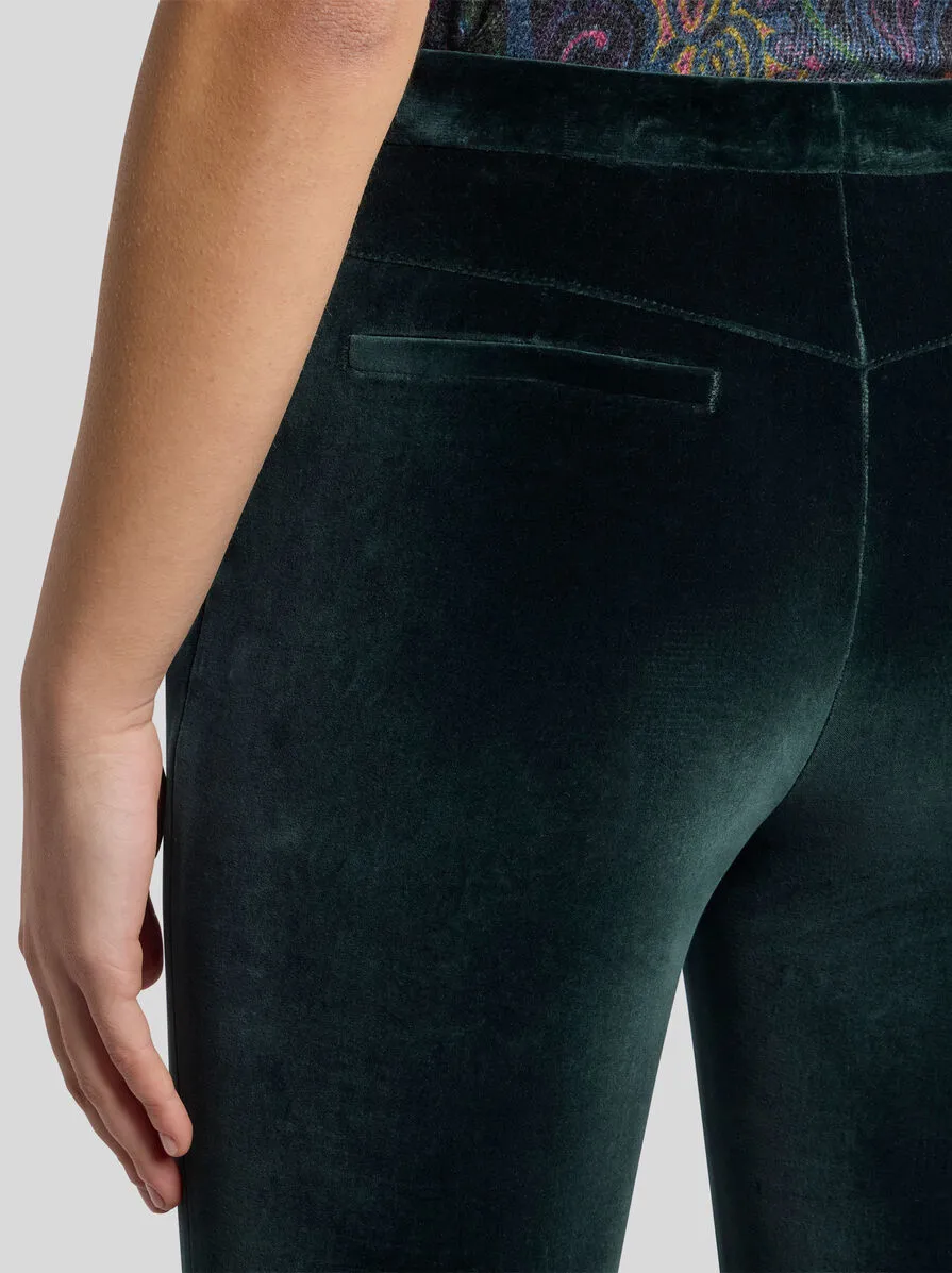 Velvet Flared-Leg Trousers