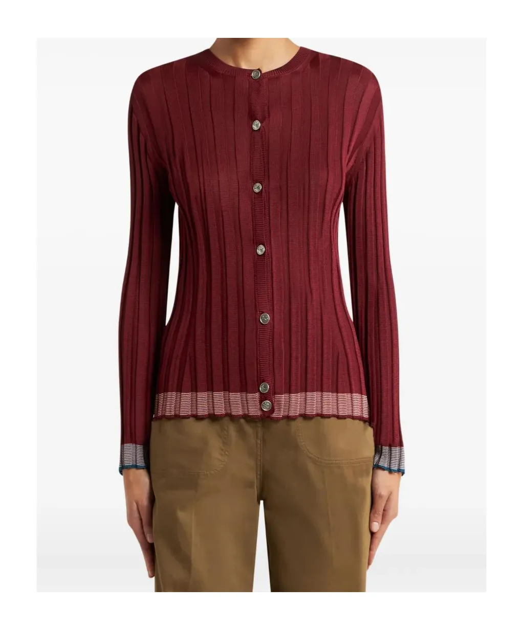 Ribbed Cardigan With Pegaso Buttons