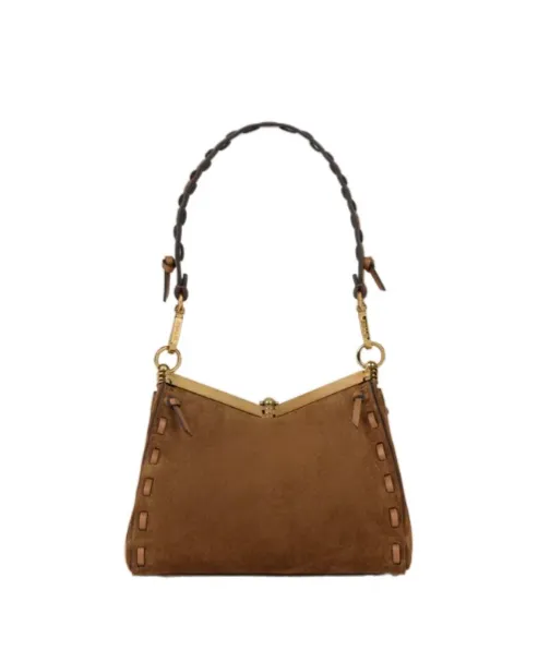 Small Suede Vela Bag With Threading