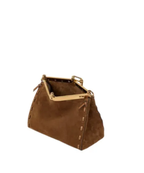 Small Suede Vela Bag With Threading