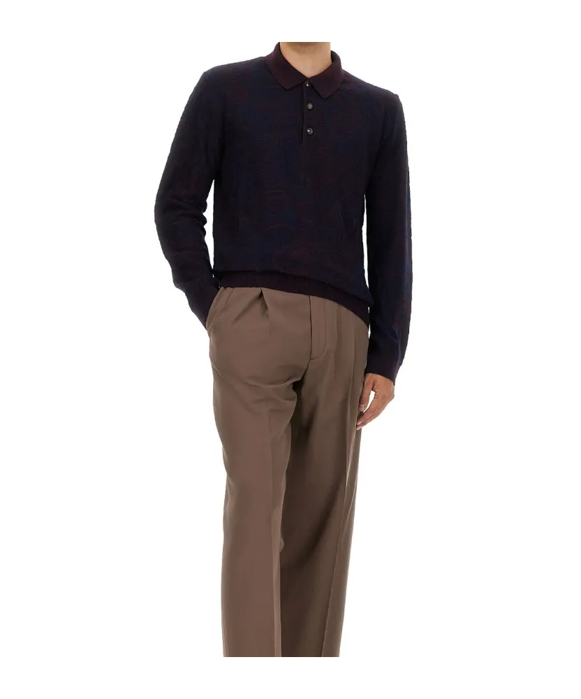 Wool-Blend Jacquard Polo Shirt
