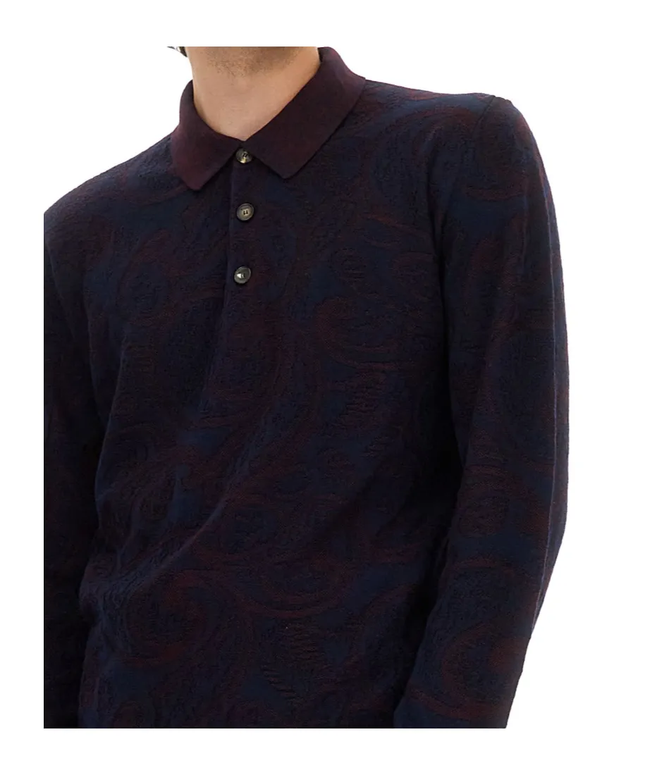 Wool-Blend Jacquard Polo Shirt