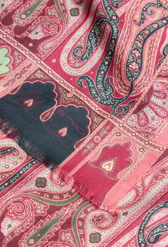 Wool And Silk Scarf With Placed Print