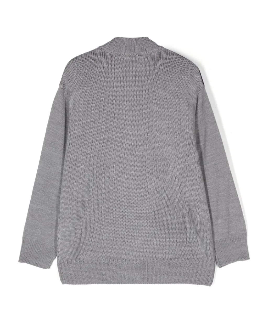 Logo Intarsia Zip-Up Knitted Sweater
