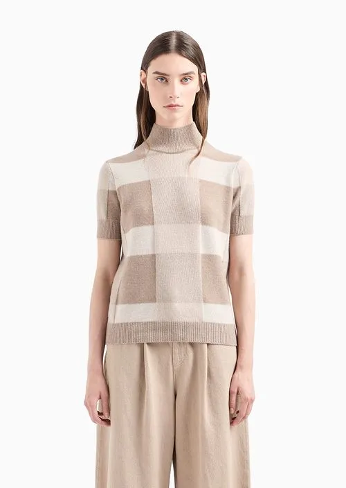 Mock-Neck Check-Pattern Sweater