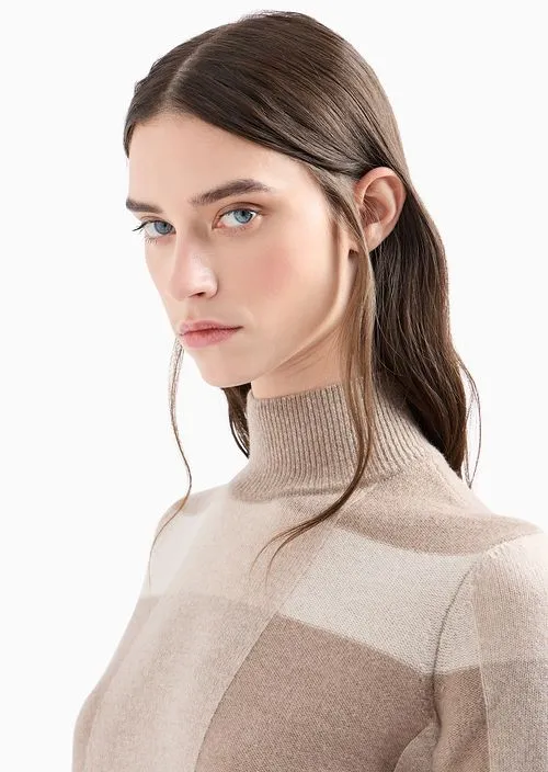 Mock-Neck Check-Pattern Sweater