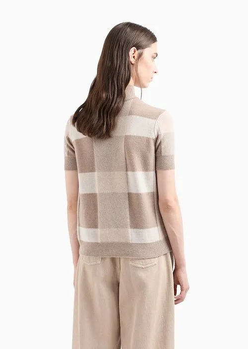 Mock-Neck Check-Pattern Sweater