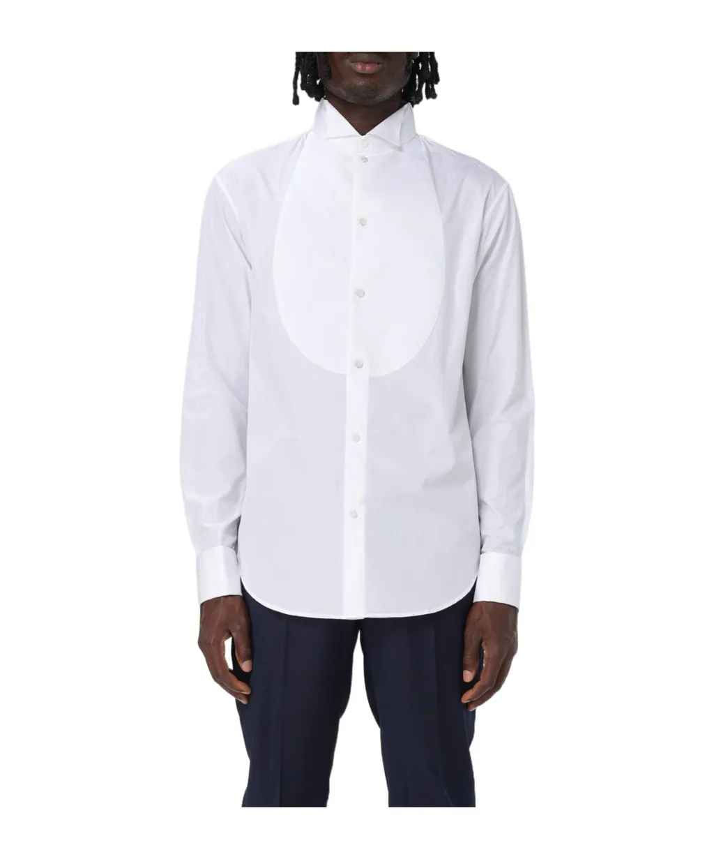 Curved Hem Tuxedo Shirt