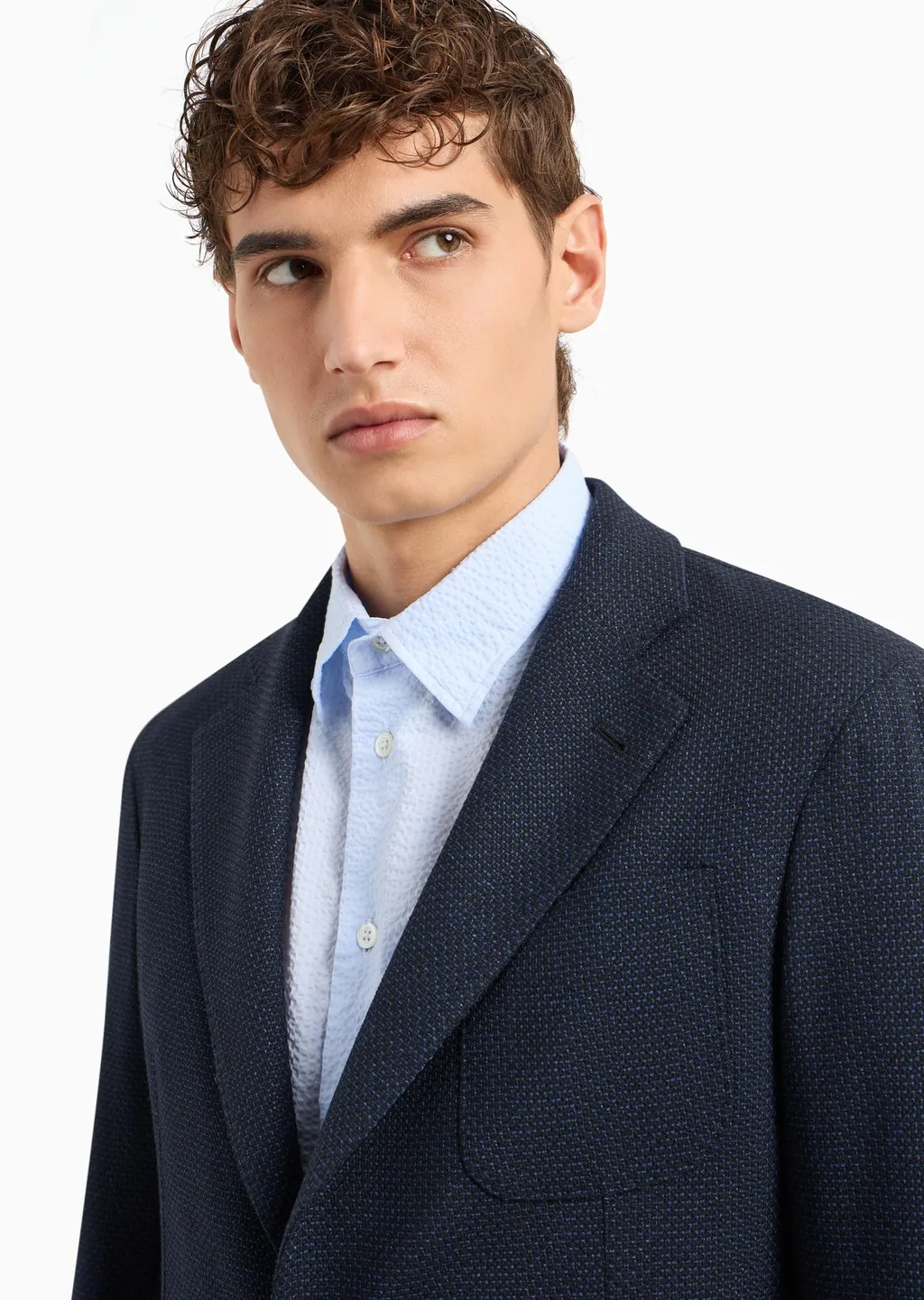 Long-Sleeved Wool Suit Coat