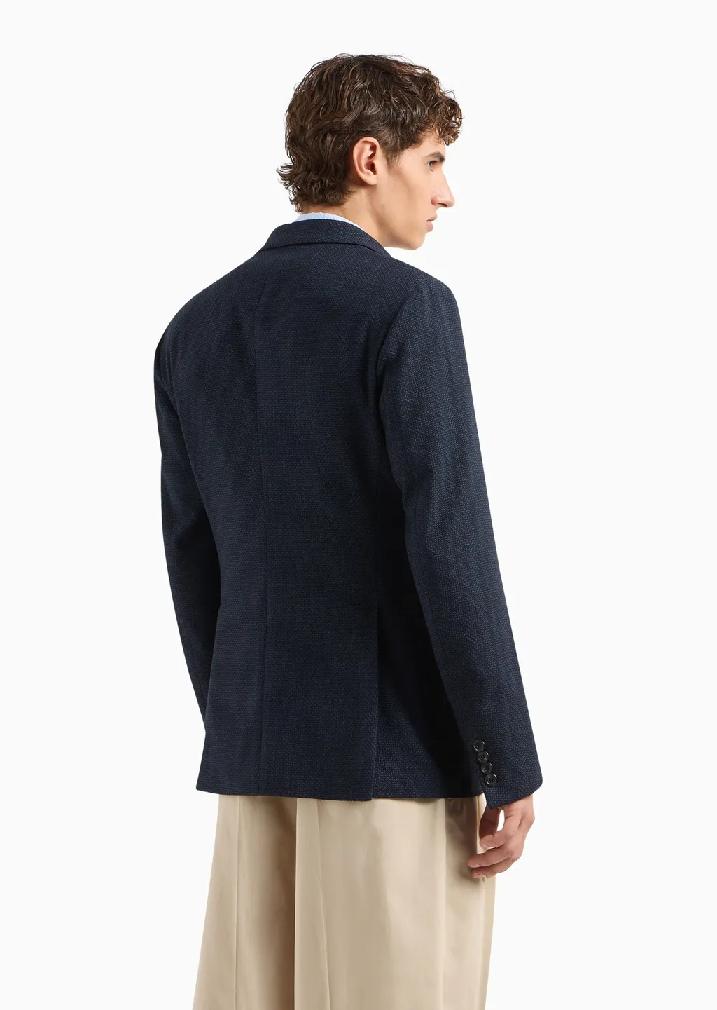 Long-Sleeved Wool Suit Coat