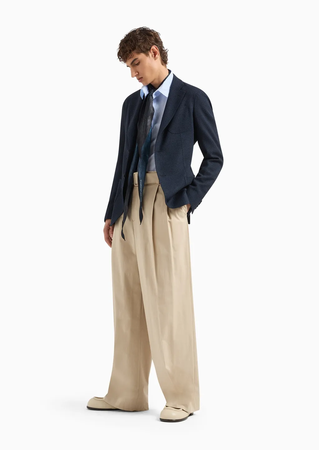 Long-Sleeved Wool Suit Coat