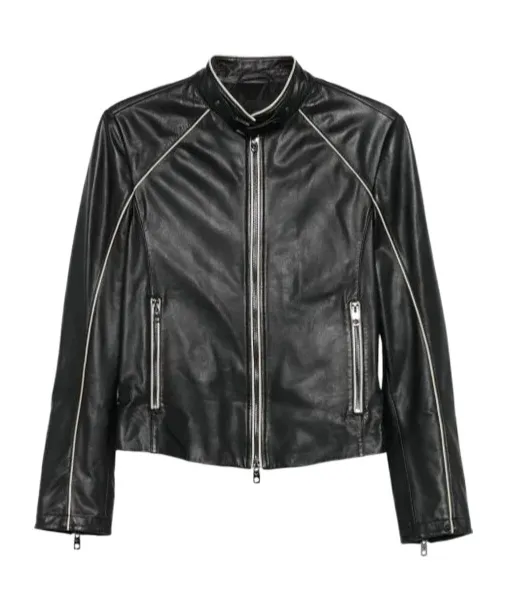 Leather Zip-Front Jacket