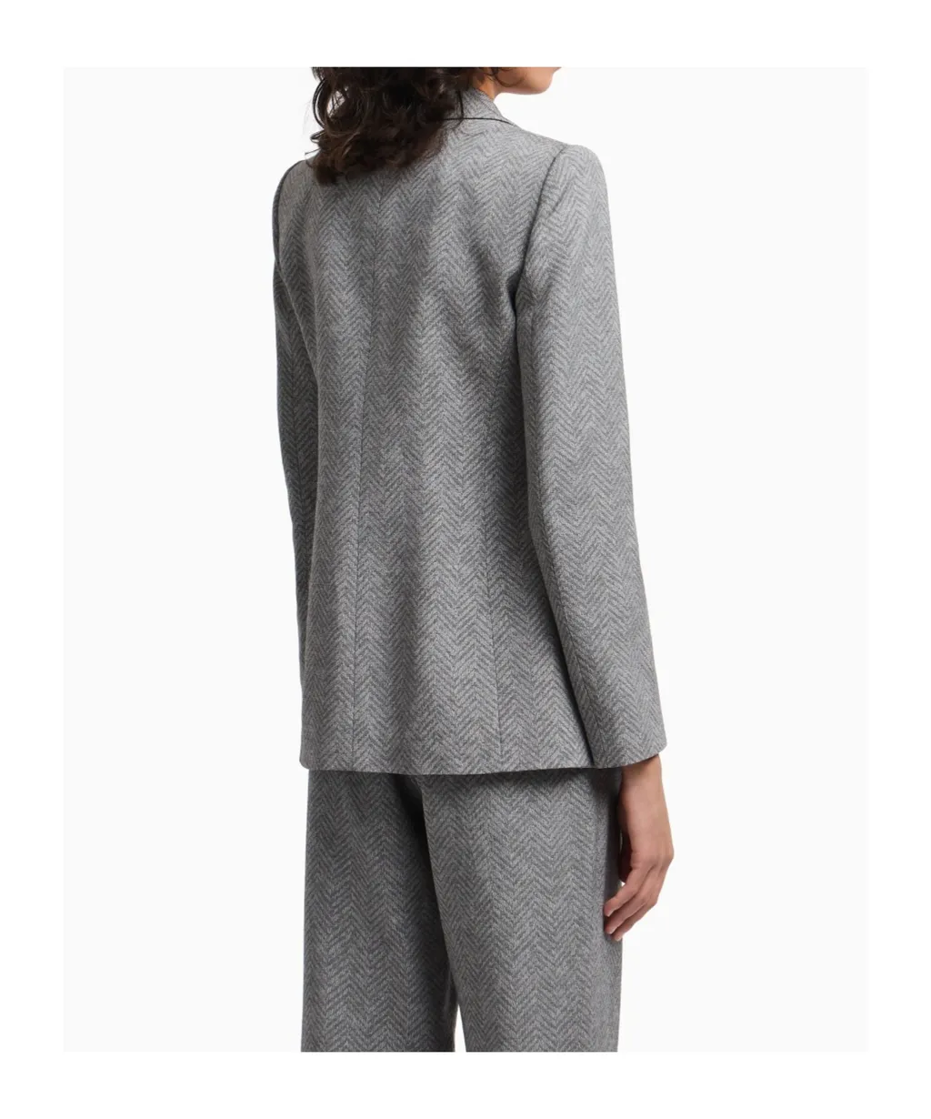 Herringbone Single-Breasted Blazer
