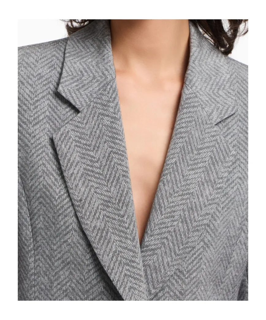Herringbone Single-Breasted Blazer