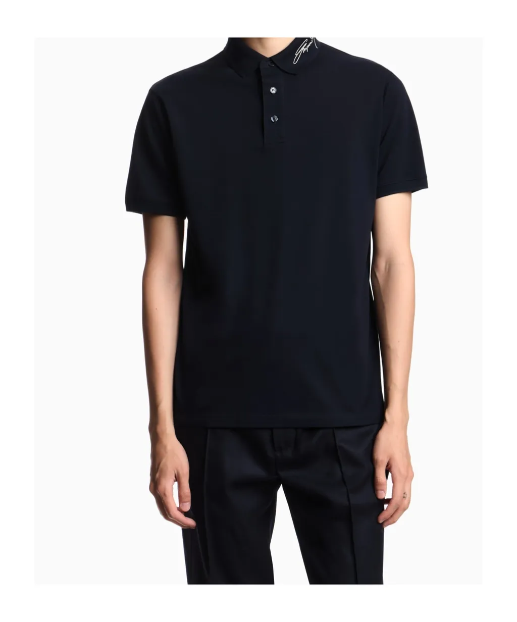 Embroidered-Signature Polo Shirt
