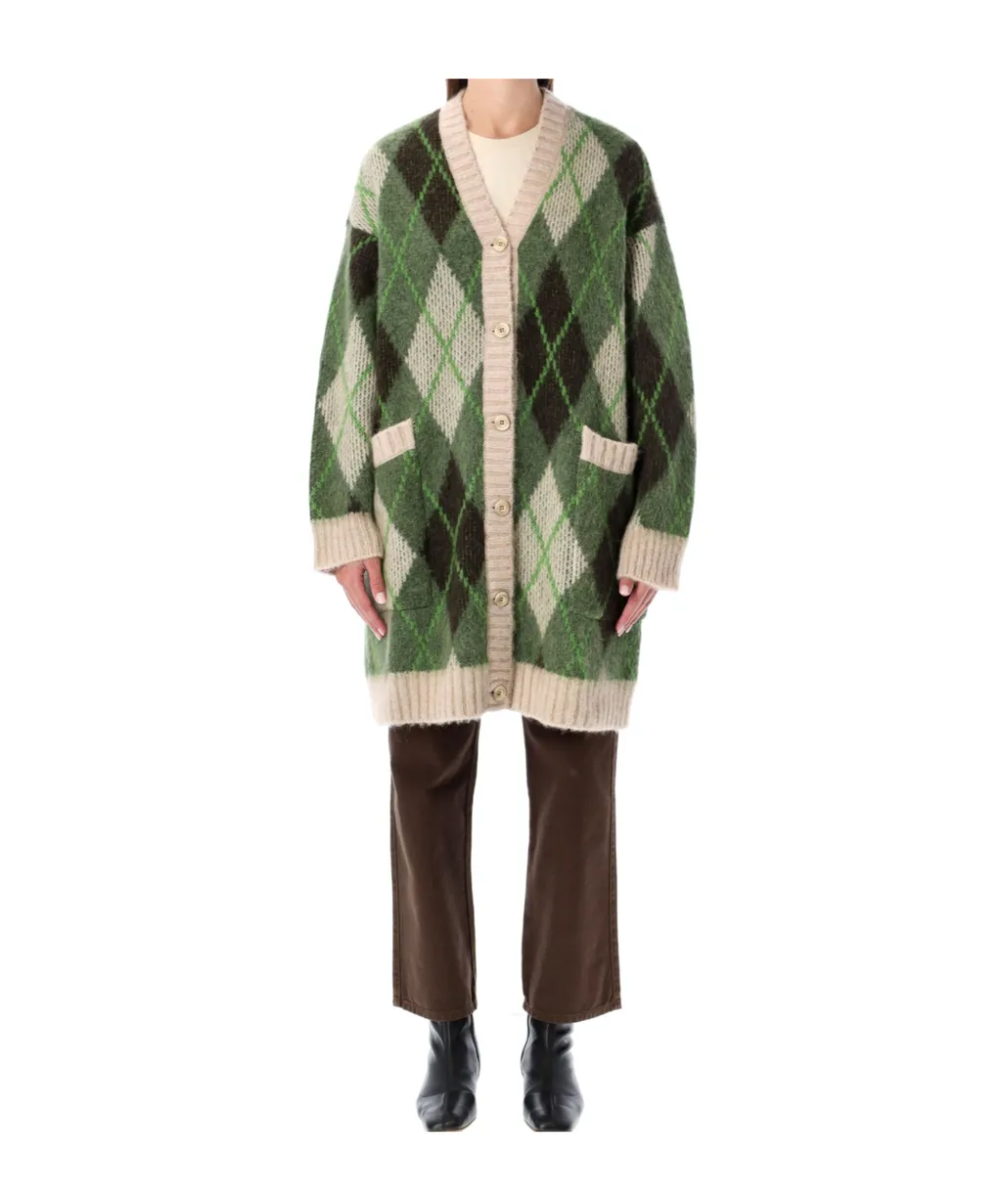 Long Argyle Cardigan