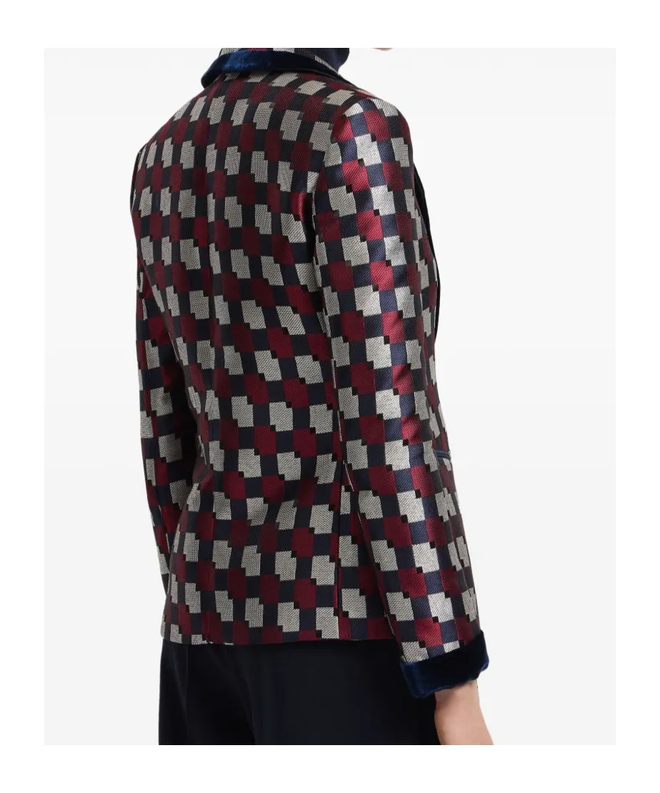 Pattern-Printed Single-Breasted Blazer