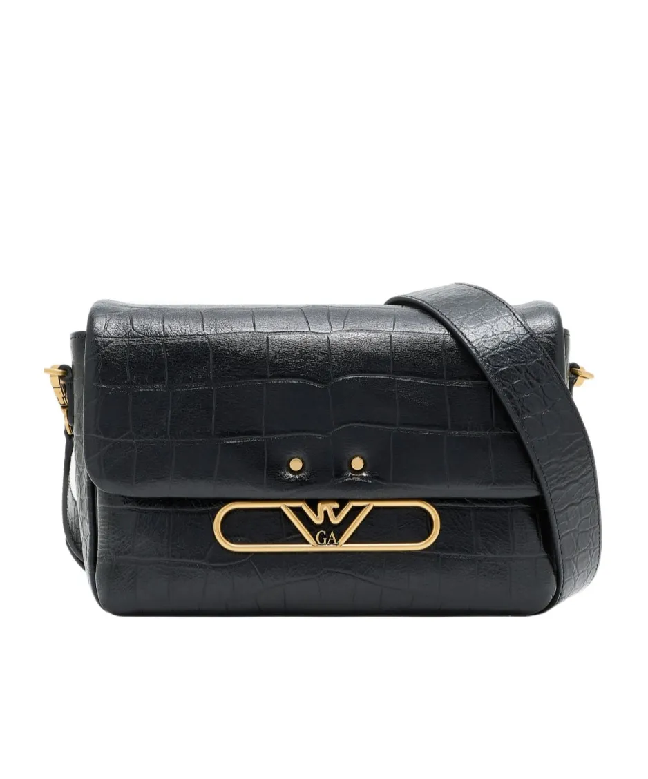 Eagle Logo Leather Shoulder Bag