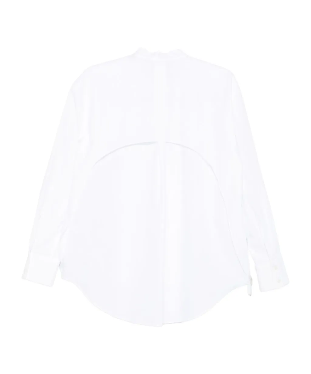 Button-Front Curved-Hem Shirt