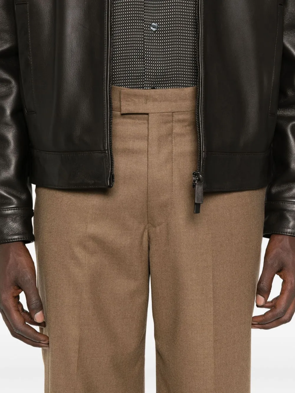 Pressed-Crease Front-Fastening Trousers