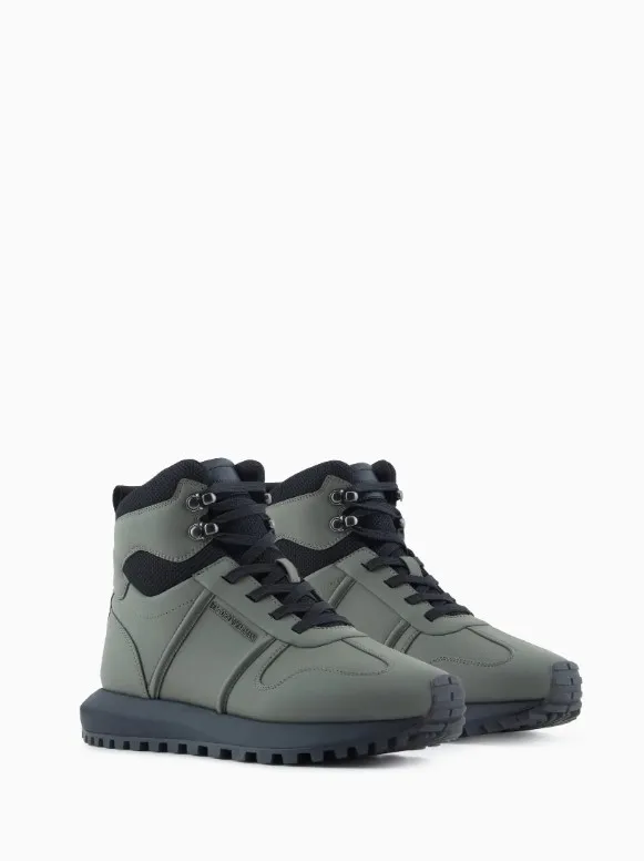 Round-Toe High-Top Sneakers