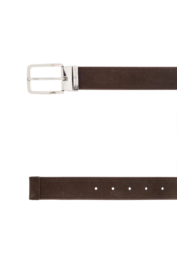 Rectangle-Buckle Suede-Leather Belt
