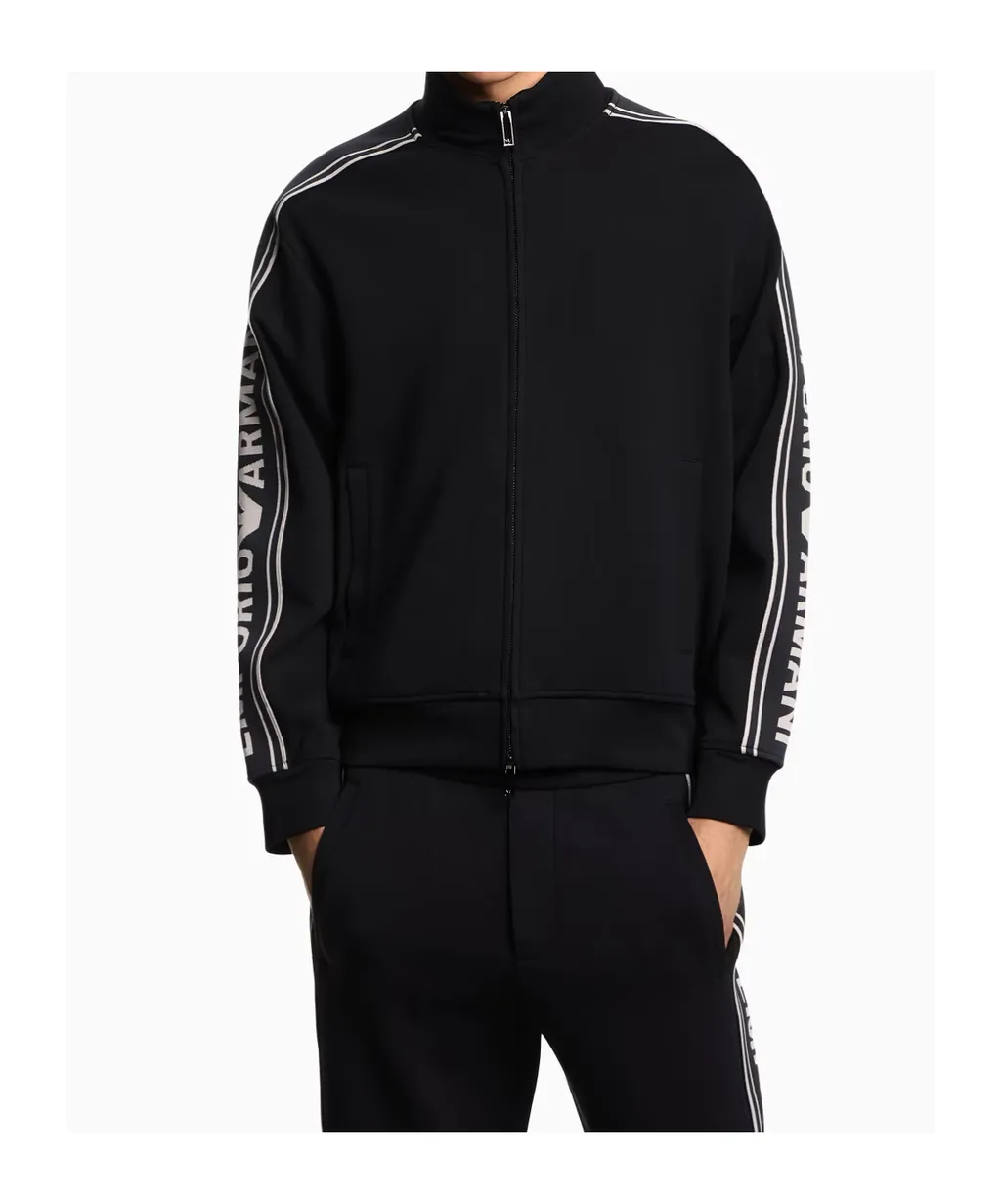 Logo-Tape Zip-Up Sweater