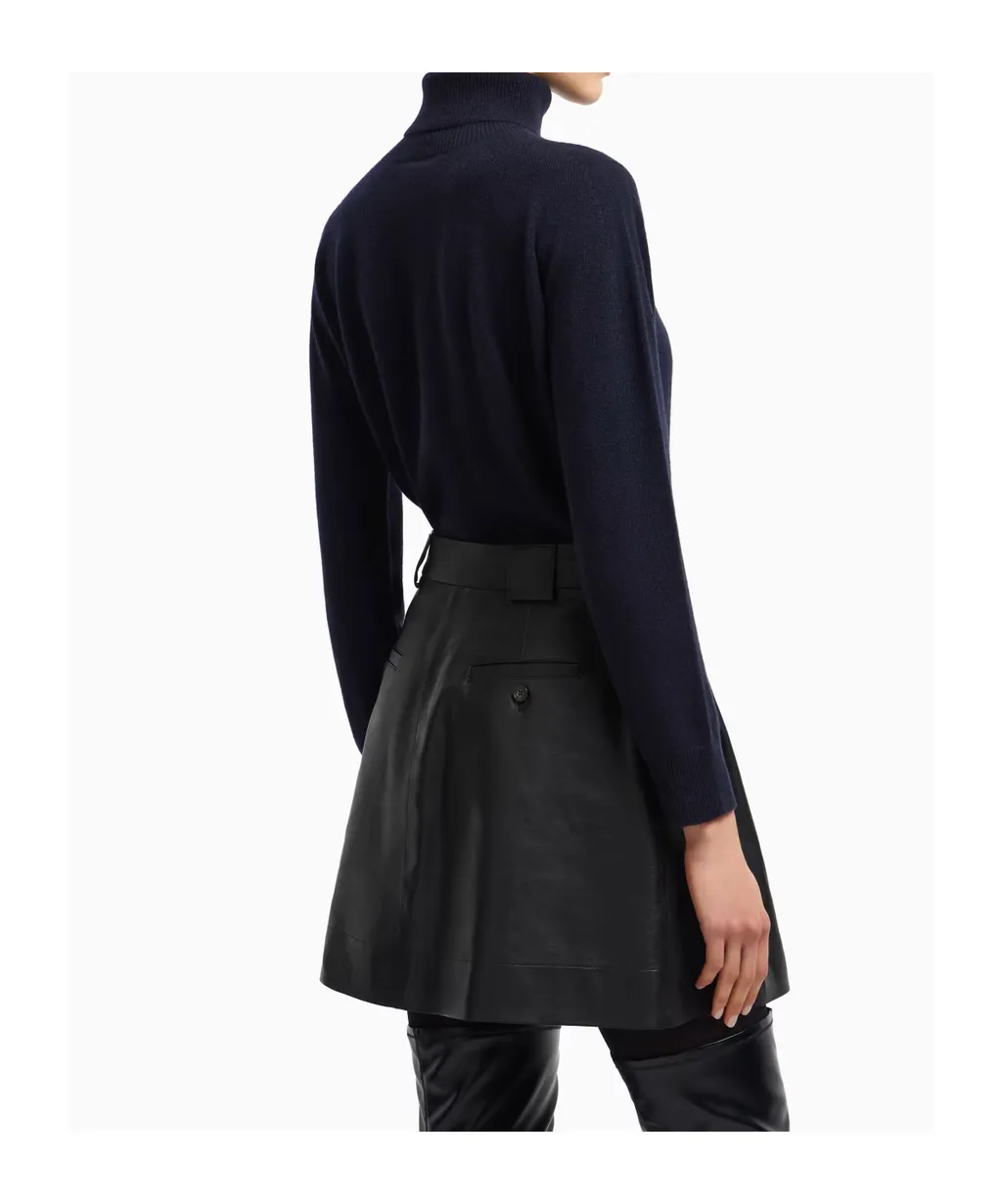 Pleated Leather Mini Skirt