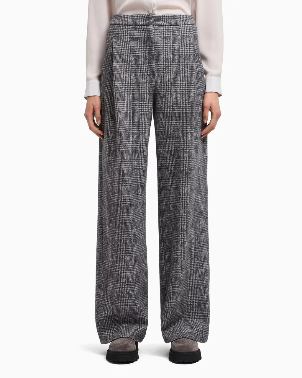 Prince Of Wales Check Compact Jersey-Knit Trousers
