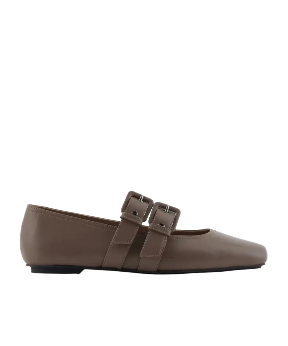 Double-Buckle Ballet Flats