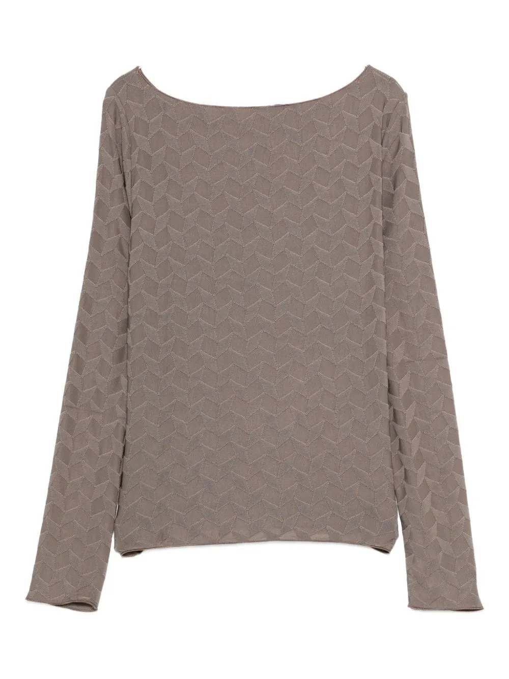 Geometric Patterned Boat Neck Blouse