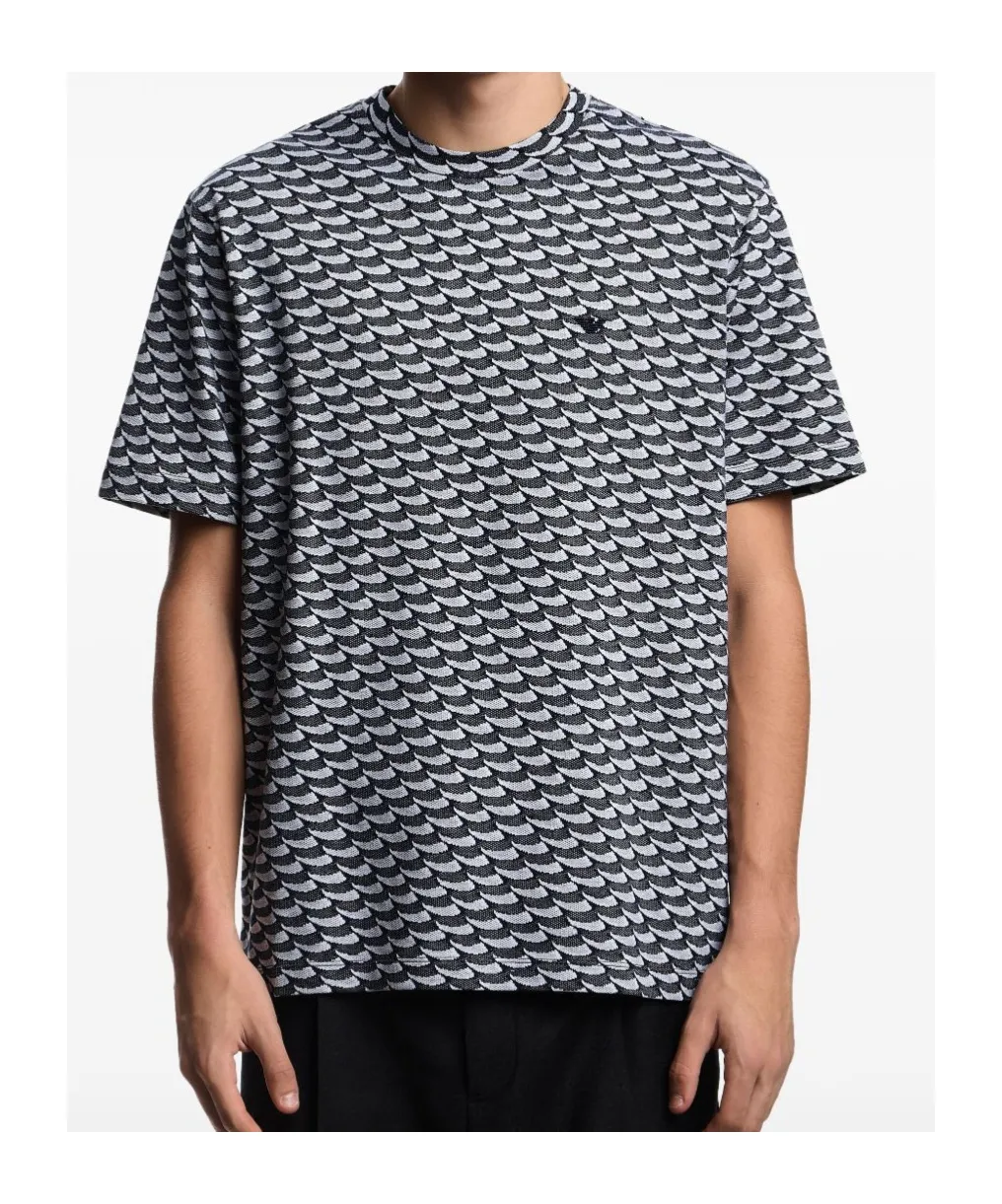 Wave-Pattern Cotton T-Shirt