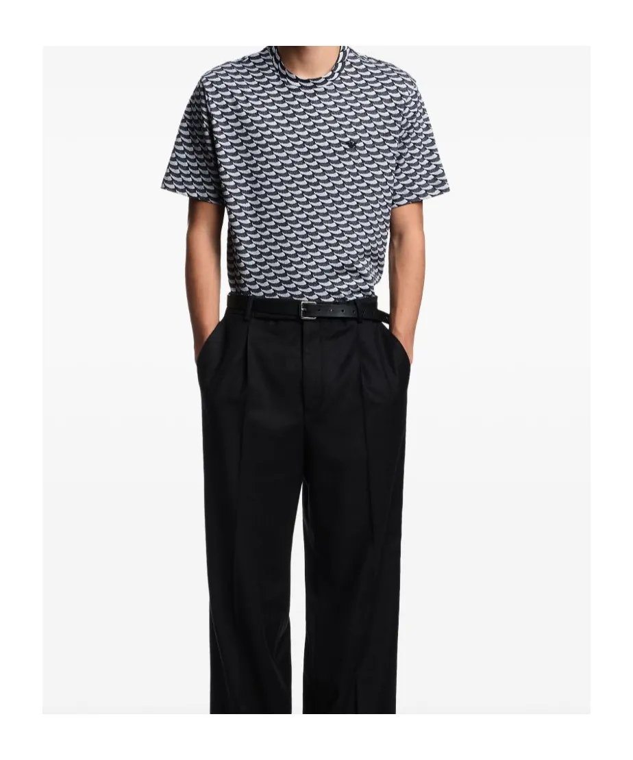 Wave-Pattern Cotton T-Shirt