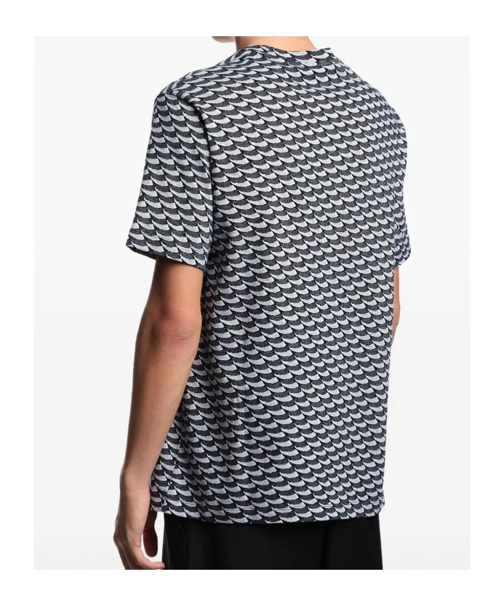 Wave-Pattern Cotton T-Shirt