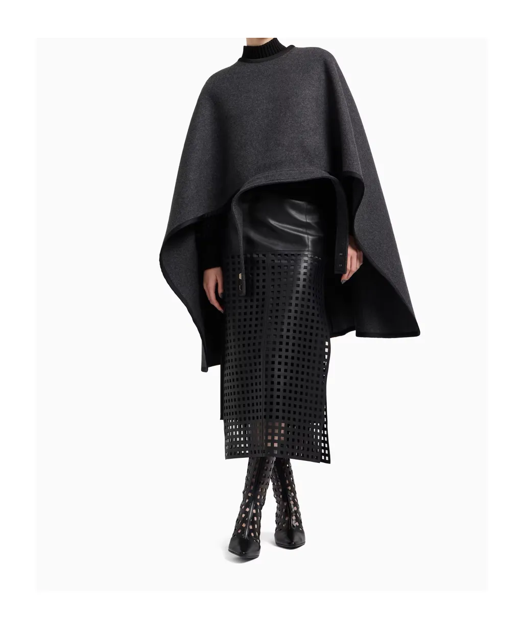 Leather Grid-Pattern Skirt