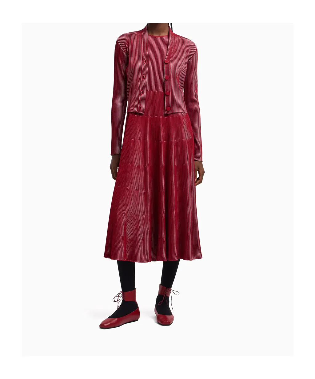 Plated-Effect Kfb Fabric Cardigan