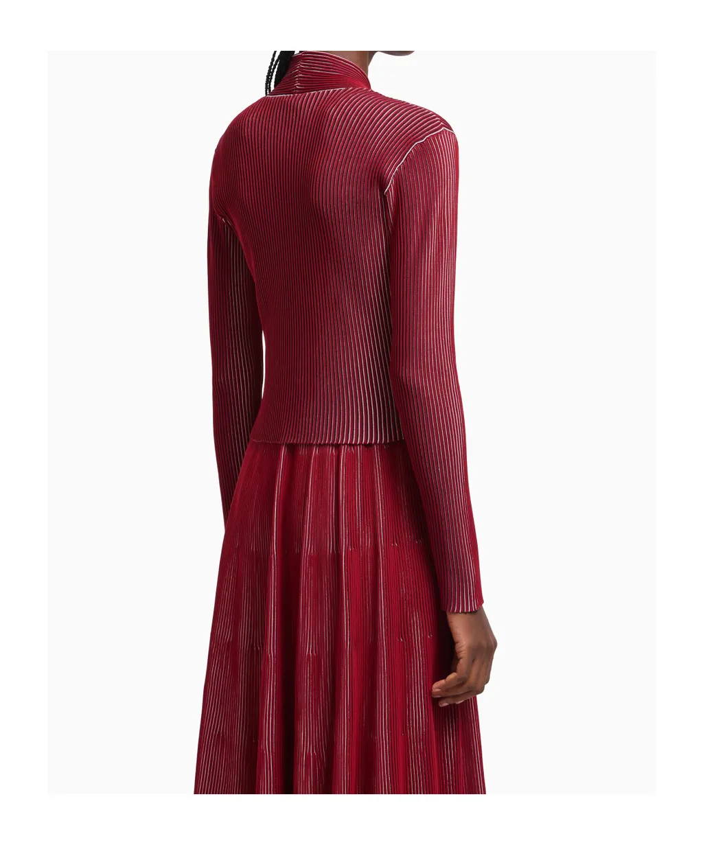 Plated-Effect Kfb Fabric Cardigan