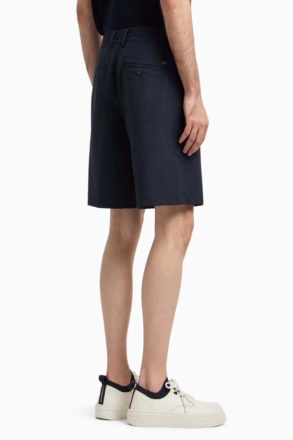 Seersucker Elastic-Waist Shorts