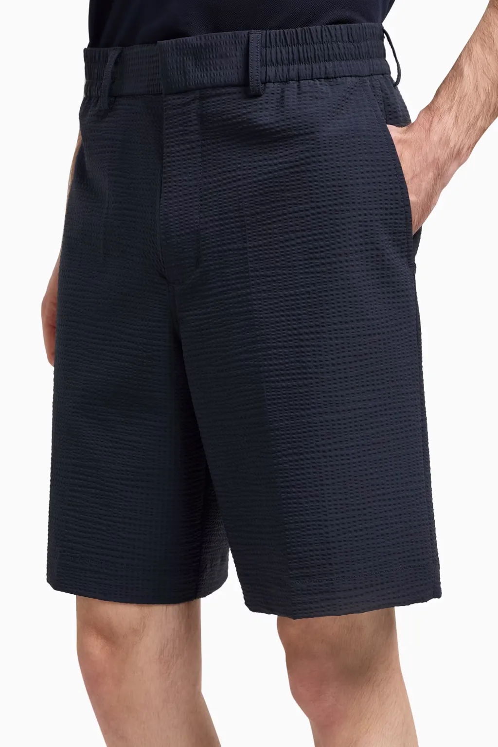 Seersucker Elastic-Waist Shorts
