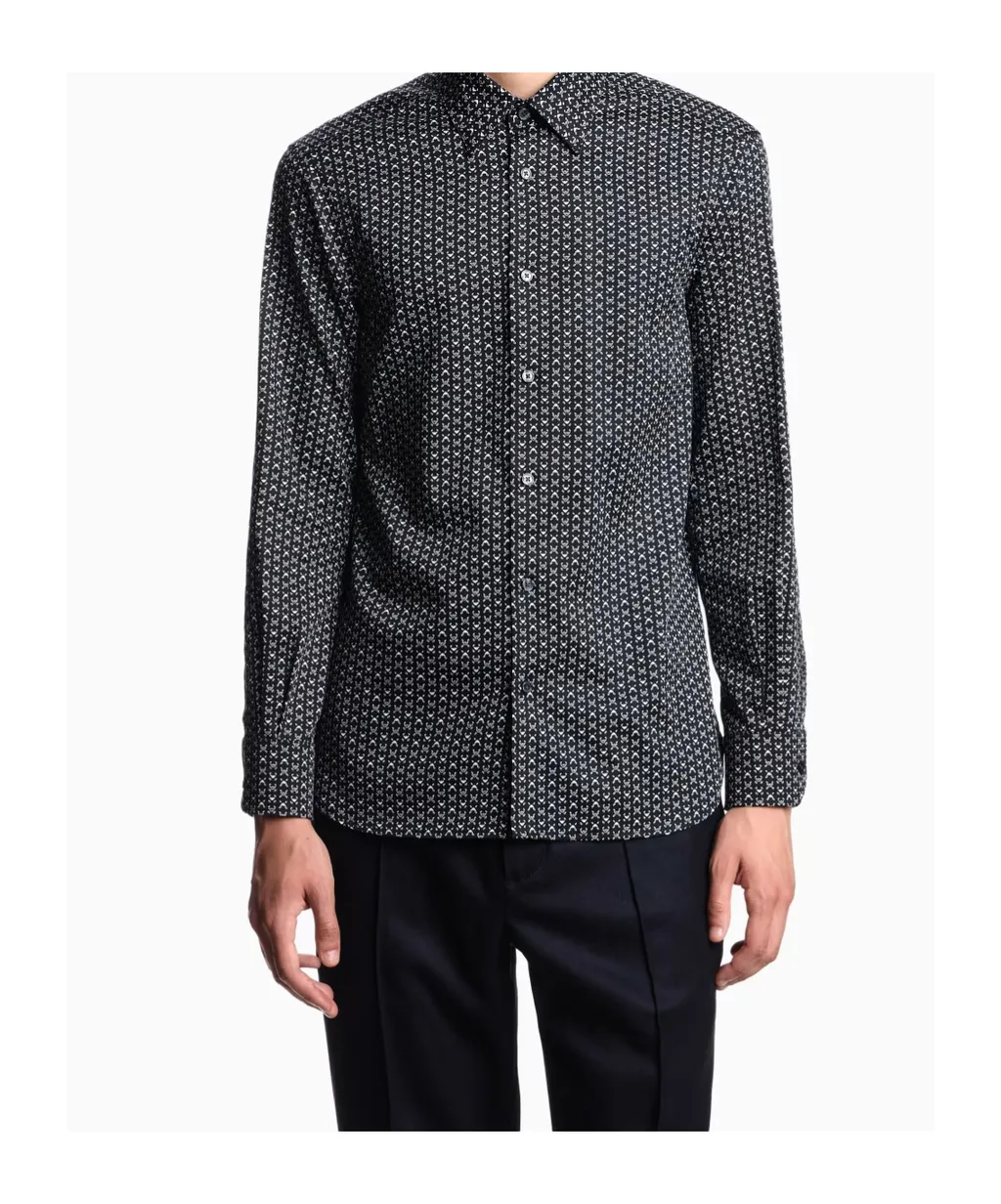 Printed-Pattern Stretch Shirt