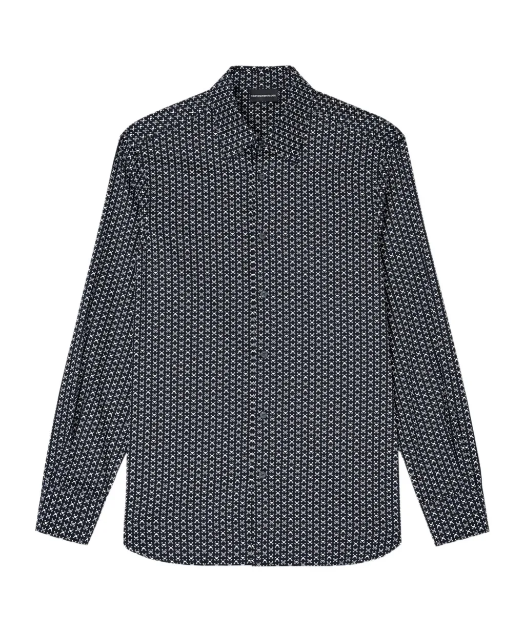 Printed-Pattern Stretch Shirt